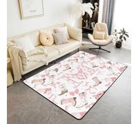 Homewish Alfombra de área de vaquera rosa de 150 x 200 cm, bonita alfombra con lazo para sala de estar, botas de vaca occidentales, alfombra que no se desprende, alfombra grande con monograma con