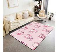 Homewish Alfombra de área rosa de ajolote de 100 x 150 cm, diseño de dibujos animados de vida marina, alfombra para sala de estar, alfombra de animales del océano pastel, alfombra grande Kawaii Chibi