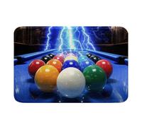 Homewish Alfombra de baño antideslizante para mesa de billar, alfombra de baño para baño, alfombra de puerta de rayo azul para dormitorio, alfombra de entrada para mesas de billar, 20 x 32 pulgadas