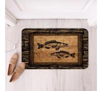 Homewish Alfombra de baño con diseño de pez, antideslizante, vintage, para cabaña, para baño, puerta rústica, para dormitorio, alfombra de entrada retro de granja, 16 x 24 pulgadas