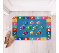 Homewish Alfombra de baño educativa para baño, alfabeto, puerta de dormitorio, alfombra de baño personalizada con letra inicial, antideslizante, alfombra de entrada de números de juegos de matemáticas