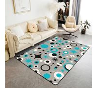 Homewish Alfombra geométrica celestial de 100 x 150 cm, diseño abstracto circular, alfombra de sala de estar, alfombra de lujo, elegante, no se desprende, universo, cielo estrellado, alfombras grandes