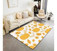 Homewish Alfombra rústica con diseño de calabazas de cosecha de otoño, 100 x 150 cm, alfombra rústica de hojas de arce otoñales para dormitorio, sala de estar, decoración pastoral de Acción de Gracias