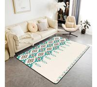 Homewish Alfombra verde occidental de 150 x 200 cm, diseño tribal azteca, étnico, abstracto, bohemio, suroeste, decorativo, geométrico, retro, nativo, simple, vintage, para interiores