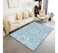 Homewish Alfombra vintage de loto de 100 x 150 cm, diseño de hojas florales bohemias, rústicas, para sala de estar, estilo retro de los años 60 y 70, no se desprende, alfombras grandes bohemias
