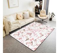 Homewish Alfombras vaqueras de 100 x 150 cm para dormitorio, sala de estar, alfombra moderna con diseño de botas vaqueras occidentales, alfombra grande con inicial en A, moño, no se desprende