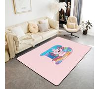 Homewish Axolotl - Alfombra de área de 100 x 150 cm, diseño del alfabeto, para sala de estar, con letras A-Z, para niñas, salamandra rosa, alfombra decorativa de animales lindos Kawaii Sea B Kids