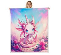 Homewish Axolotl Salamander Pink Kawaii - Manta de forro polar para bebé, 76.2 x 101.6 cm, diseño de flores, rosa, sherpa, unicornio, floral, manta de felpa mullida, decoración de ensueño de dibujos