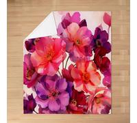 Homewish Boho Florals - Manta de franela de 101,6 x 127 cm para sofá | Cobija de forro polar con diseño de flores de los años 60 y 70 para cama, sofá, acuarela, hippie, funky, flores, mullida