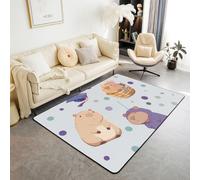 Homewish Capybara - Alfombra de área de 150 x 200 cm para dormitorio, sala de estar, alfombra moderna con capucha tejida con capucha, con estampado de paja, alfombras grandes de dibujos animados