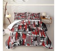 Homewish Colcha individual abstracta de graffiti para todas las estaciones | Juego de ropa de cama acolchada con diseño geométrico y textura de cepillo moderno