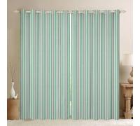 Homewish Cortinas geométricas a rayas blancas y azuladas para ventana de 52 x 63 pulgadas, juegos de 2 paneles, cortinas opacas de costura horizontal, cortinas abstractas a rayas, cortinas góticas