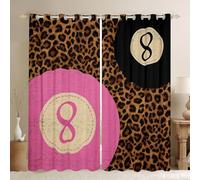 Homewish Cortinas opacas con estampado de leopardo de 132 x 160 cm para dormitorio, cortinas con ojales de guepardo de la suerte rosa de 8 bolas para sala de estar, cortinas de ventana Y2K, color