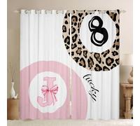 Homewish Cortinas opacas con estampado de leopardo de 46 x 54 pulgadas, 2 paneles, cortinas de ventana de 8 bolas para sala de estar, decoración de ventanas con inicial J del alfabeto preparado