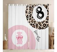 Homewish Cortinas opacas con estampado de leopardo de 46 x 72 pulgadas, cortinas con ojales de 8 bolas para sala de estar, dormitorio, cortinas de ventana con inicial del alfabeto preparado, 2 paneles