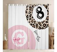 Homewish Cortinas opacas con estampado de leopardo de 52 x 63 pulgadas para sala de estar, cortinas con 8 ojales de bola para dormitorio, cortinas de ventana con inicial G del alfabeto preparado, 2