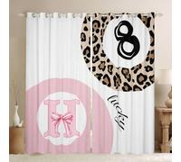 Homewish Cortinas opacas con estampado de leopardo de 52 x 63 pulgadas para sala de estar, cortinas con 8 ojales de bola para dormitorio, cortinas de ventana con inicial del alfabeto preparado, 2
