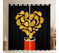 Homewish Cortinas opacas con estampado de patatas fritas de 46 x 72 pulgadas, cortinas con ojales con patrón de corazón para sala de estar, dormitorio, festival, cine, oscurecimiento de habitación, 2