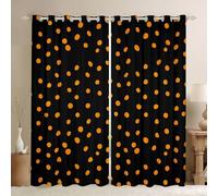 Homewish Cortinas opacas de lunares naranjas de 52 x 63 pulgadas, 2 paneles, cortinas de ventana de lunares de granja para dormitorio, círculos abstractos modernos, cortinas de tratamiento de ventanas