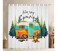 Homewish Cortinas opacas para ventana de camping de caravana, 52 x 90 pulgadas, 2 paneles, cortinas opacas de bosque de pinos en acuarela, para viajes, coche, ventana, cortinas de aventura para