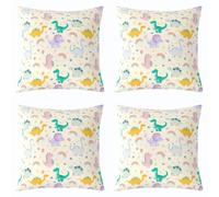 Homewish Cute Rainbow Dino - Juego de 4 fundas de almohada de 16 x 16 pulgadas