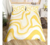 Homewish Cute Waves - Juego de funda de edredón moderna abstracta con diseño de líneas de remolino para niños, niñas y adultos, estilo retro de los años 70