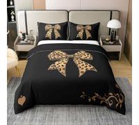 Homewish Funda de edredón individual con diseño de guepardo y 1 funda de | Juego de ropa de cama vintage retro de algodón Y2K Coquette, juego de cama para niña