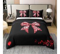 Homewish Funda de edredón individual con lazo de leopardo y 1 funda de | Coquette Leopard - Juego de ropa de cama de algodón Y2K Coquette, juego de cama para niña
