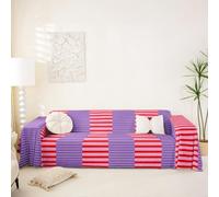 Homewish Funda de sofá a rayas de retazos de 180 x 381 cm | Funda de sofá con líneas rosas y moradas, protector de sofá de arte contemporáneo, funda vintage para sofá modular