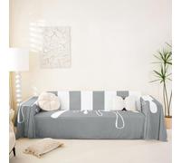 Homewish Funda de sofá a rayas grises de 231 x 300 cm para 2, 3 y 4 plazas | Funda de sofá minimalista con rayas goteantes, monocromática, protector de sofá para perros y mascotas