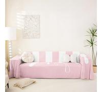 Homewish Funda de sofá a rayas rosa claro de 180 x 300 cm para 2 | Funda de sofá con rayas abstractas y modernas, neutrales, protector de sofá para perros y mascotas