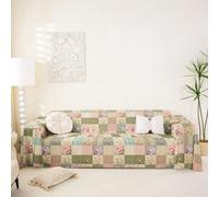 Homewish Funda de sofá de retazos florales de 231 x 381 cm | Funda de sofá vintage a cuadros estilo cabaña botánico protector de sofá vintage para sofá de 2, 3 y 4 plazas, sofá modular