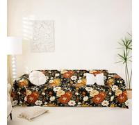 Homewish Funda de sofá floral naranja vintage de 231 x 340 cm | Funda de sofá retro hippie con flores bohemias, protector de sofá rústico para sofá de 2, 3, 4 plazas, sofá modular
