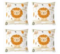 Homewish Fundas de almohada de león para niños, fundas de almohada de safari de animales de dibujos animados de 16 x 16 pulgadas para niñas y niños, fundas de cojín con estampado de animales salvajes