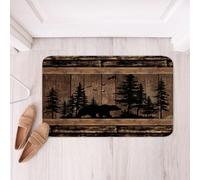 Homewish Grizzly Bear - Alfombra de baño antideslizante rústica para baño, lago, cabaña, dormitorio, alfombra de entrada de campo de camuflaje vintage, 20 x 32 pulgadas
