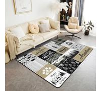 Homewish Happy Camping - Alfombra para sala de estar, 100 x 150 cm | Alfombra rústica para caravana, grande, no se desprende, para dormitorio, cocina