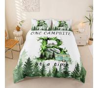 Homewish Happy - Juego de funda de edredón para cuna de camping con letra B inicial para niños y adolescentes, bosque, bosque, montaña gigante, cámper, coche, aventura