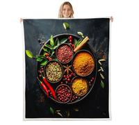 Homewish Hot Pot Spice - Manta de forro polar tamaño Queen de 229 x 229 cm, divertida manta de felpa cálida de felpa Sherpa, chile, pimientos y anís, manta de felpa mullida para cocina, cocina, cocina