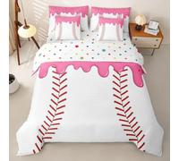 Homewish Ice Cream Baseball - Juego de funda de edredón individual de 7 piezas
