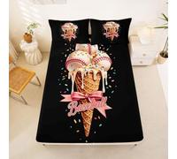 Homewish Ice Cream Baseball - Sábana bajera ajustable doble, 3 piezas