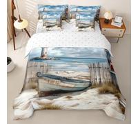 Homewish Island Lighthouse Bedding - Juego de ropa de cama doble, 7 piezas