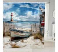 Homewish Island Lighthouse - Cortina de ducha (183 cm de ancho x 183 cm de