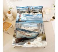 Homewish Island Lighthouse - Sábana bajera ajustable para cama individual