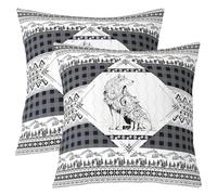 Homewish Juego de 2 fundas de cojín con diseño de lobo tribal de 55 x 55 cm, funda de almohada decorativa de cabaña rústica azteca, color gris búfalo, funda de almohada para sofá, cama, sala de estar