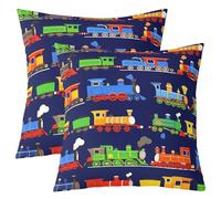 Homewish Juego de 2 fundas de cojín de tren de 45,7 x 45,7 cm, fundas de almohada para niños, adolescentes y niños, fundas de cojín decorativas suaves y decorativas