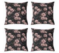 Homewish Juego de 4 fundas de almohada de 40,6 x 40,6 cm, diseño retro de | Funda de cojín decorativa con diseño de murciélago oscuro, diseño floral salvaje