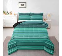Homewish Juego de edredón geométrico degradado, tamaño King, juego de ropa de cama de rayas horizontales degradadas, juego de edredón geométrico de arte morado profundo, edredón sin funda de edredón