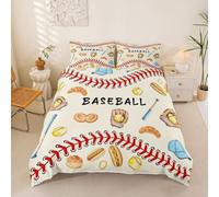 Homewish Juego de funda de edredón de béisbol en acuarela, tamaño King, color crema, ropa de cama para adultos, adolescentes y mujeres, vintage, deportes escritos a mano, juego de ropa de cama para