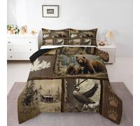 Homewish Juego de funda de edredón para cama de matrimonio con diseño de pato Mallard de caza, juego de ropa de cama con estampado de animales salvajes, para niños y hombres, funda de edredón con