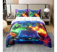 Homewish Juego de funda nórdica 3D de algodón con diseño de consola de videojuegos y 2 fundas de almohada, diseño de consola de videojuegos, decoración de habitación